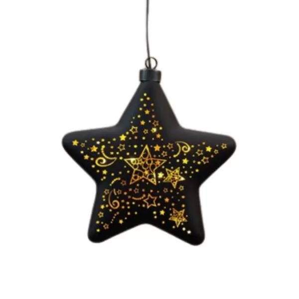NIPEKO Dekor. hvězda LED 19cm černá bat.timer