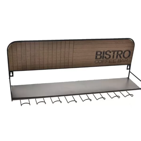 Věšák dřevo/kov hrníčky BISTRO hnědý 48x12x20 cm