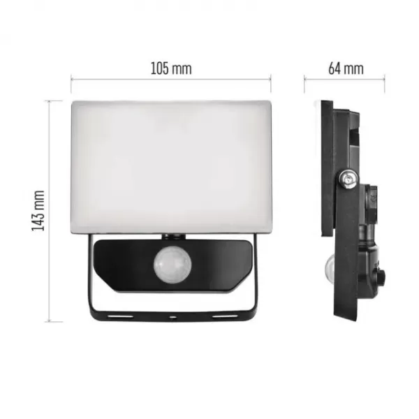 EMOS LED reflektor TAMBO se senzorem pohybu, 10 W, 1000 lm, černý