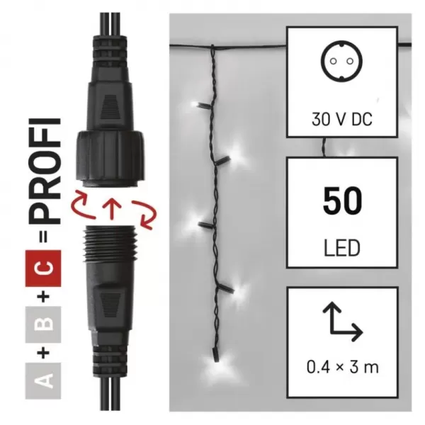 EMOS D2CC03 PROFI-CONN ICICLE 50LED 3M-BLACK-světýlka