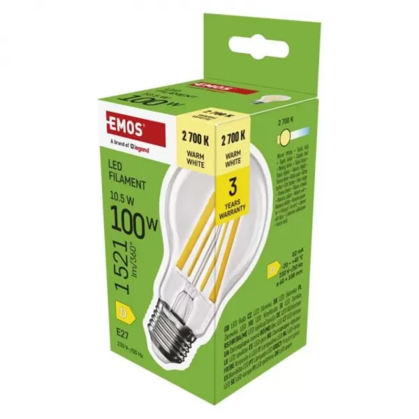 EMOS LED FLM A60 10,5W (100W) 1521lm E27WW ZF5D62
