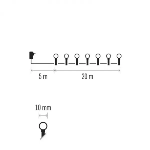 EMOS LED vánoční cherry řetěz D5AM2– kuličky, 20m, venkovní i vnitřní, multicolor, programy, časovač