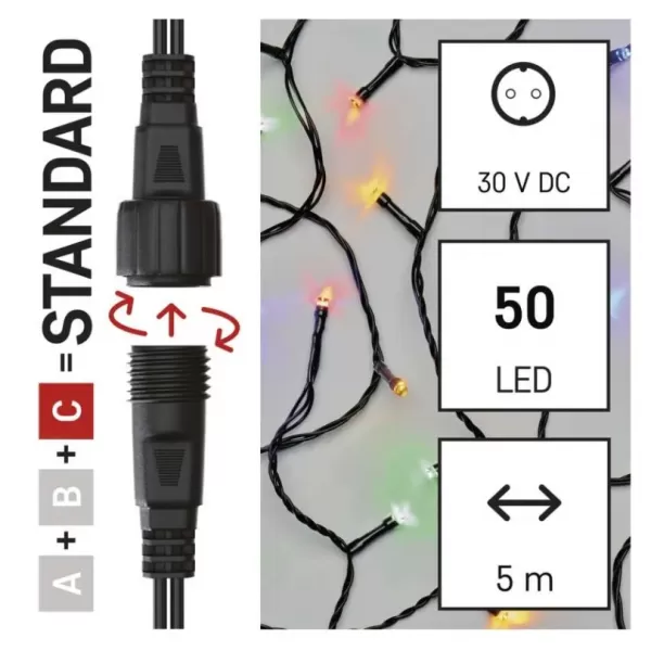 EMOS D1AM02 CONNECT CHAIN 50LED 5M IP44 MC-světýlka