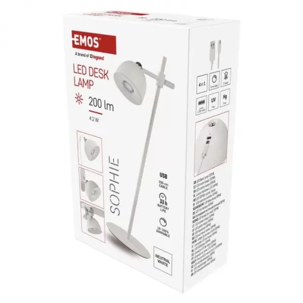 EMOS Lampa stolní SOPHIE bílá Z7635W