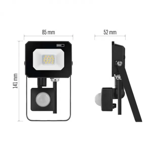 EMOS LED reflektor SIMPO s pohybovým čidlem, 10W, černý, neutrální bílá ZS2313