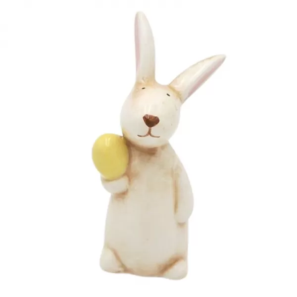 Dekorace - Králíček s vajíčkem keramický 11,6cm