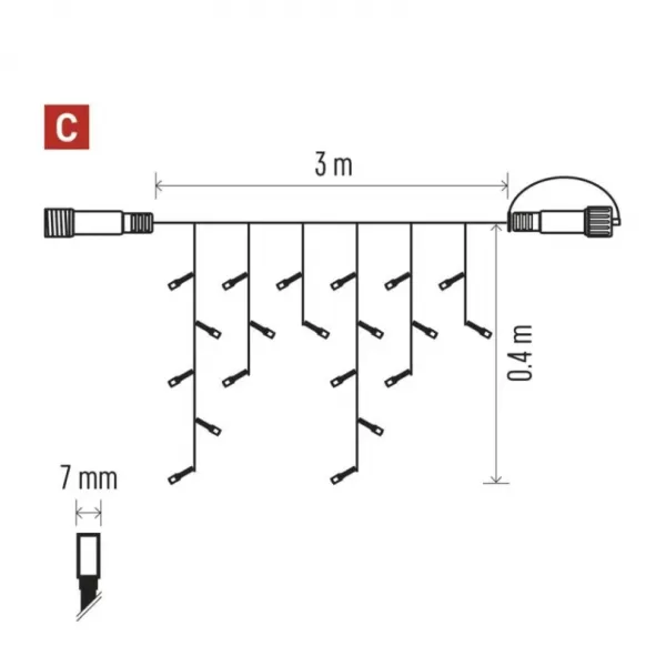 EMOS D2CC03 PROFI-CONN ICICLE 50LED 3M-BLACK-světýlka