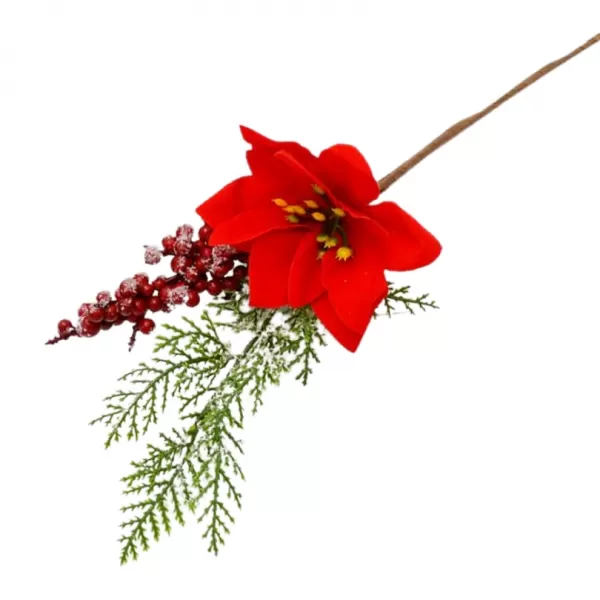 Dekorace - Vánoční hvězda s bobulemi 29cm