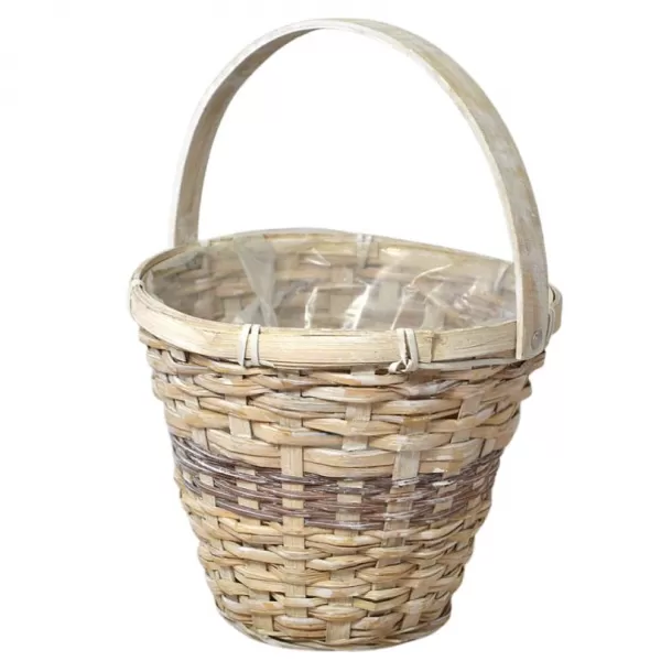 Dekorace - Koš bambus pohyblivé ucho 19cm bílý