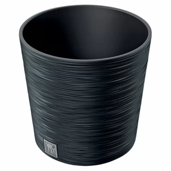 Obal na květník FURU ROUND 2v1 plastový antracit d25x25cm