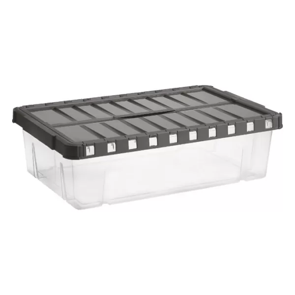 Box úložný s otevíracím víkem LINEA DOUBLE 28l transparent/grafit