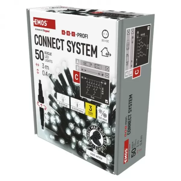 EMOS D2CC03 PROFI-CONN ICICLE 50LED 3M-BLACK-světýlka