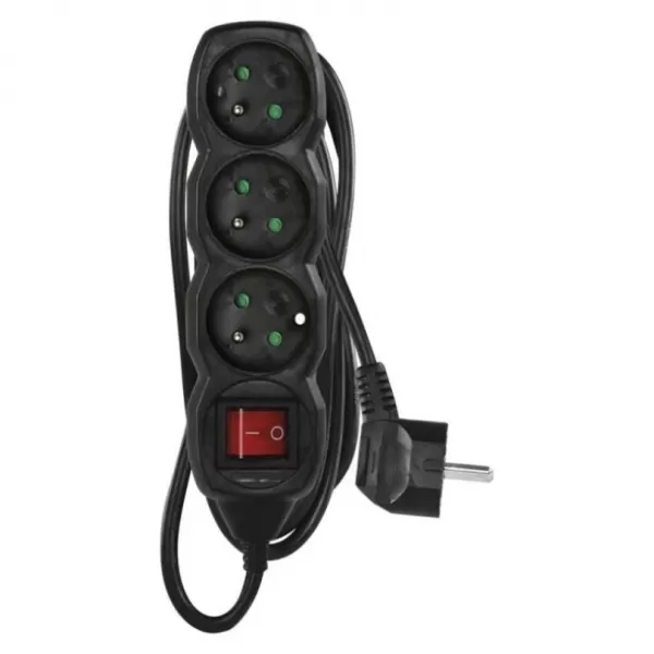 EMOS Prodlužka 3Z 3m černá, vyp. PC1313R