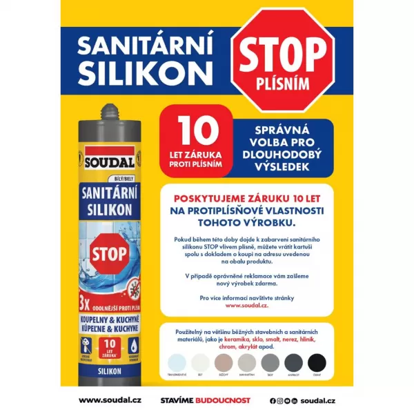 SOUDAL Sanitární silikon STOP transparent 280ml