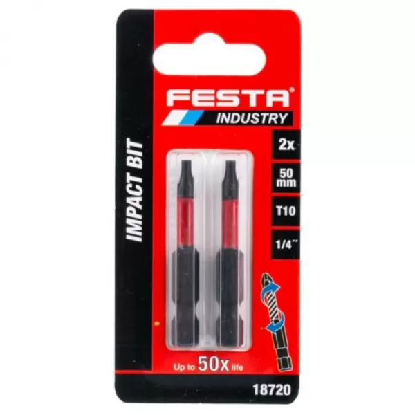 Torzní bit FESTA INDUSTRY T10 50mm S2 1/4" 2ks