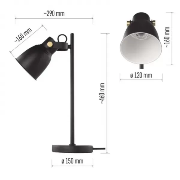 EMOS Stolní lampa JULIAN na žárovku E27, černá Z7621B