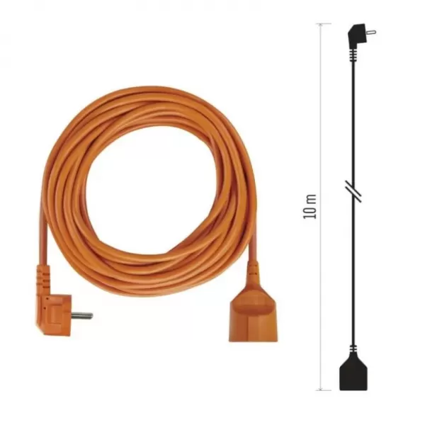 EMOS Prodlužovací kabel 10m/1 zásuvka/oranžový/PVC/250V/1,5mm2 P01110