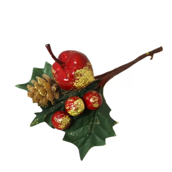 Dekorace - Přízdoba cesmína,zlaté plody 12cm