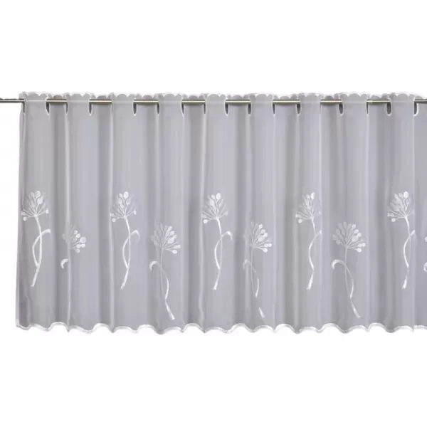 Vitrážní záclonka s perf.pásem Voile výšivka Pampeliška 140x48cm bílá