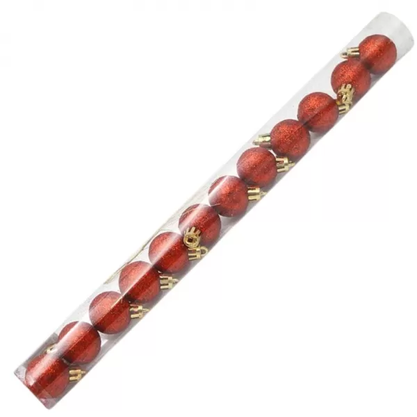 Dekorace - Koule vánoční 3cm 12ks TUBA glitter červená