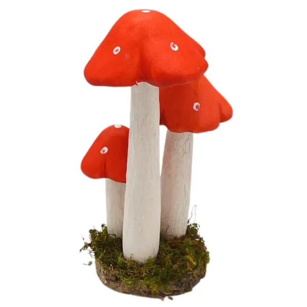 Dekorace - Muchomůrky pěna trojice na podstavci 25cm