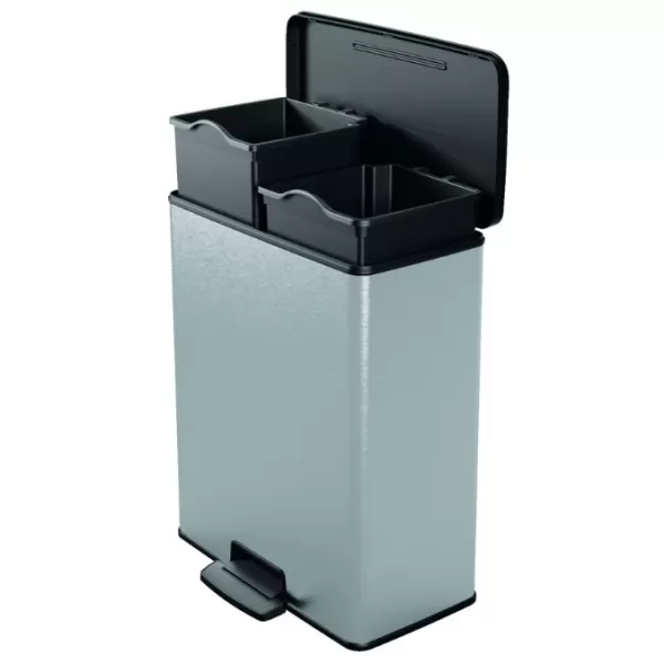 Odpadkový koš Deco Duo 26l + 26l stříbrný