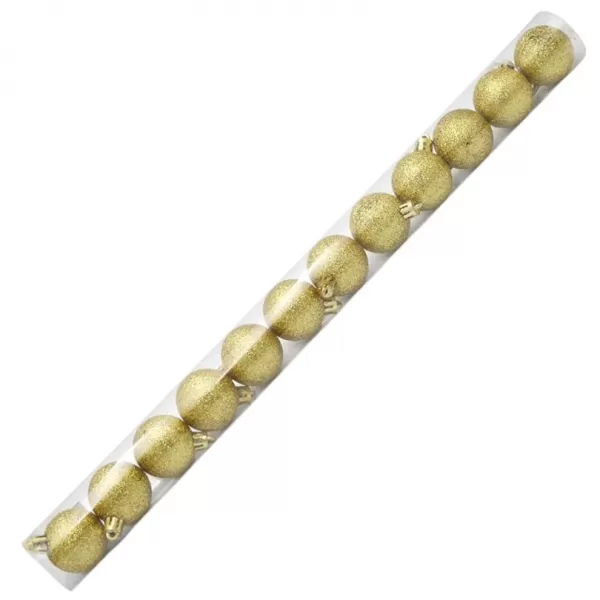 Dekorace - Koule vánoční 4cm 12ks TUBA glitter zlatá