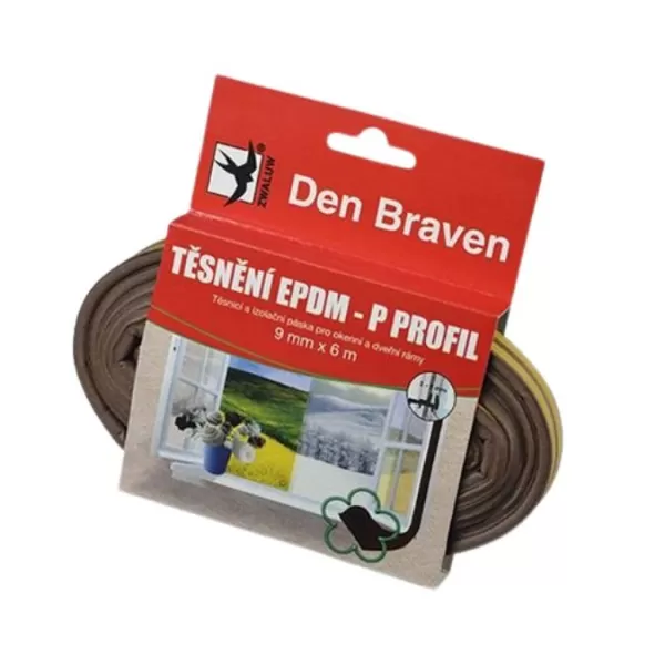 DENB profil Těsnící z EPDM pryže P-profil hnědý 9x5,5x6m Mappy
