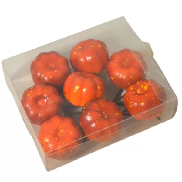 Dekorace - Dýně 3,5cm v boxu 8ks , tm.oranžové