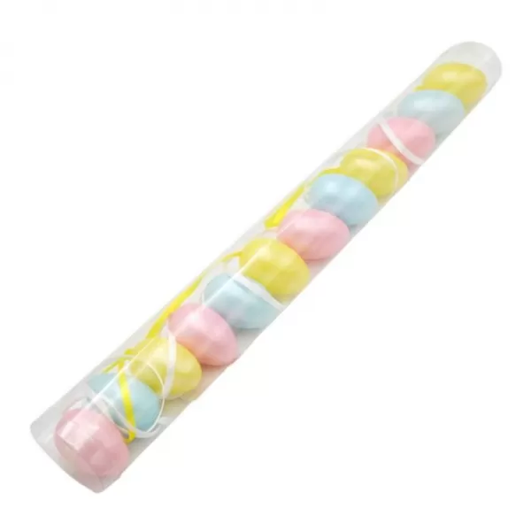 Dekorace - Vejce plast tuba 4cm/12ks bal. mo+žl+růž