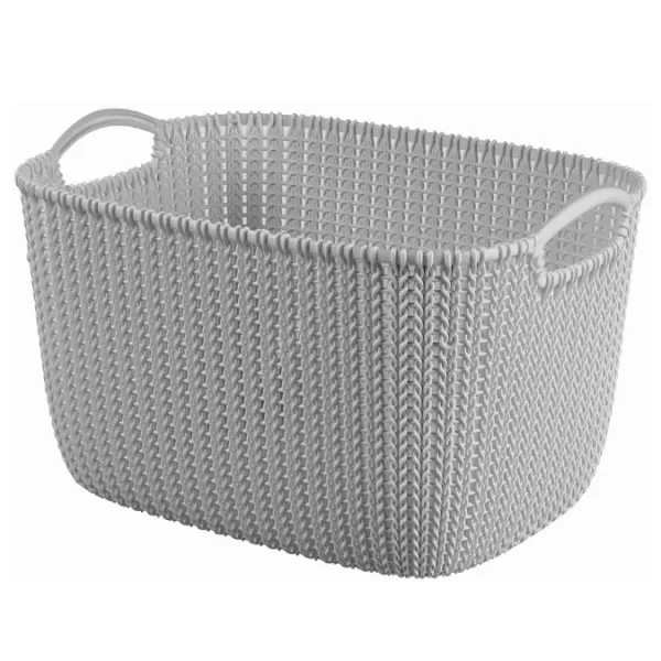 Košík pletený obdélník KNIT 19L svetle šedá