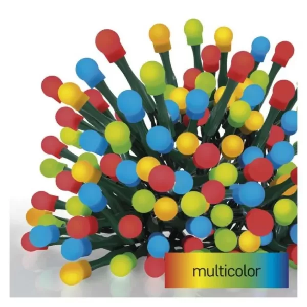 EMOS LED vánoční cherry řetěz D5AM2– kuličky, 20m, venkovní i vnitřní, multicolor, programy, časovač