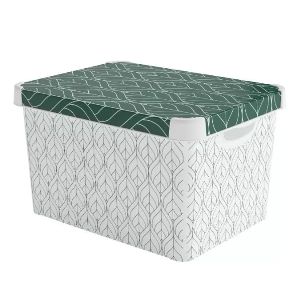 Box úložný L zelené lístky