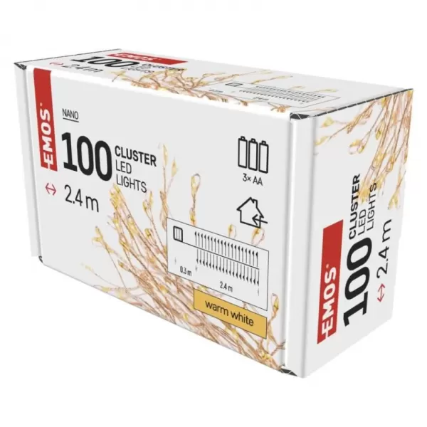 EMOS 100LED NANO CLUSTER BO WW - svět. řetěz