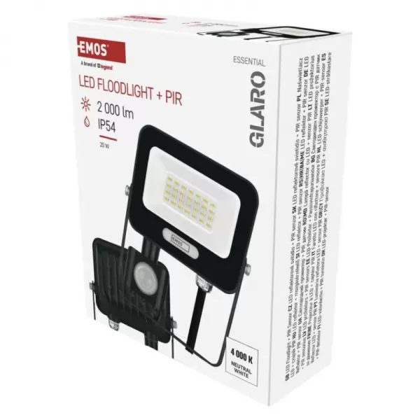 EMOS LED reflektor GLARO Č 20W 2000lm IP54 NW PIR ZS2324B