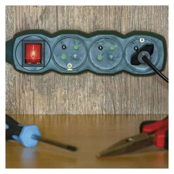 EMOS Prodlužovací kabel 3m/3 zásuvky/s vypínačem/zelený/PVC/1,5mm2