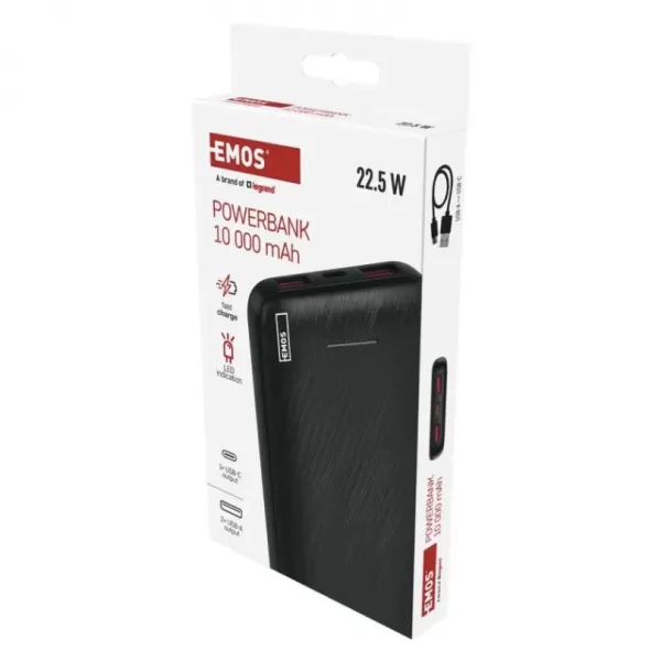 EMOS Powerbank AlphaQ3 10000 černá 2xUSB-A 1xUSB-C