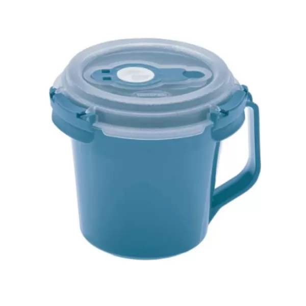 Dóza na potraviny FRESH SYSTEM 0,64 l, hrnek s uchem a ventilem modrá