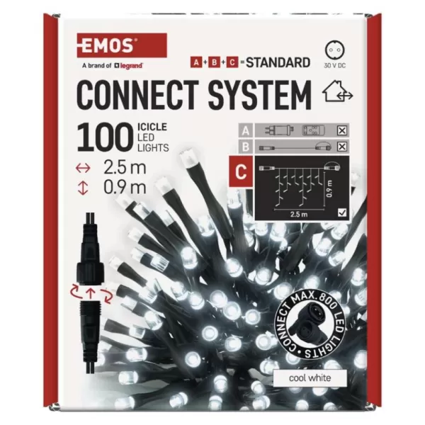 EMOS D1CC01 CONNECT ICICLE 100LED 2,5M IP44-světýlka