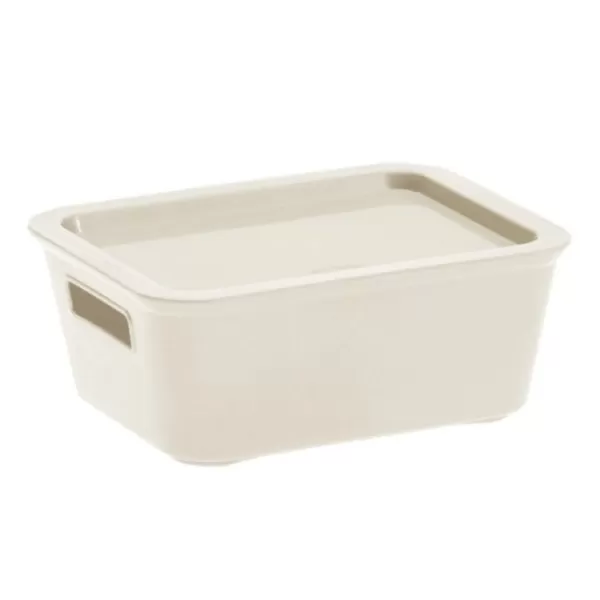 Úložný box BELLA M s víkem - 1,18 l krémová