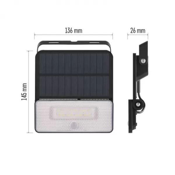 EMOS Solární LED reflektor SOLO s pohybovým čidlem, černý, 1000lm neutrální bílá ZG121S