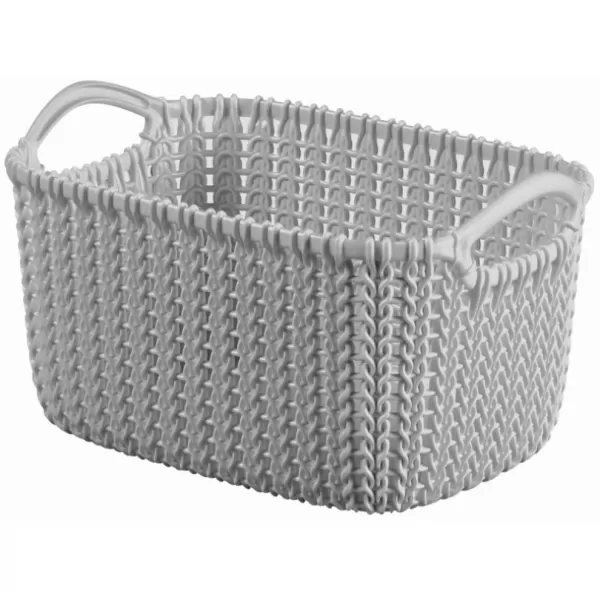 Košík pletený obdélník KNIT 3L světle šedá