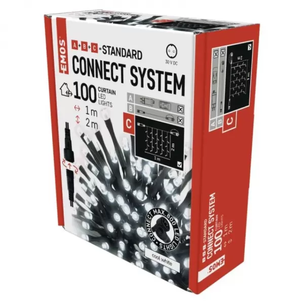 EMOS D1EC01 CONNECT CURTAIN 100LED 1X2M IP44-světýlka