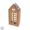 Svícen dřevo/kov MANGO domek v. 28,5 cm