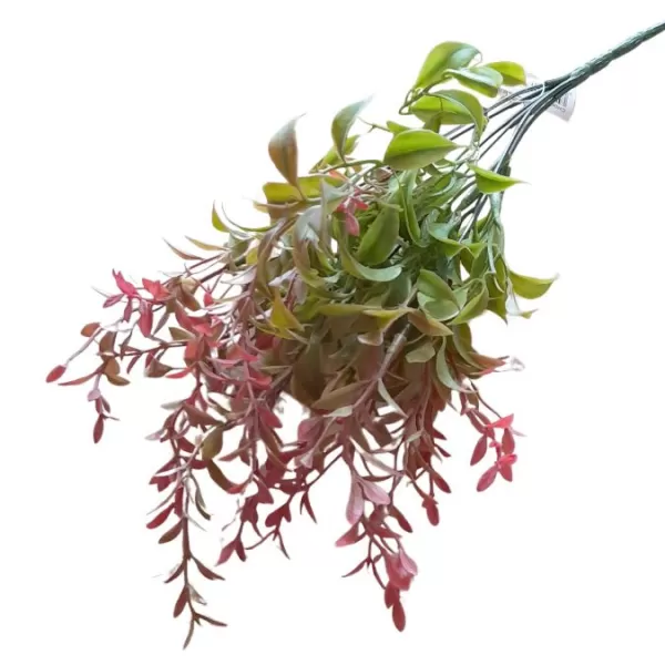 Dekorace - Keřík blýskavky 35cm zelenočervená