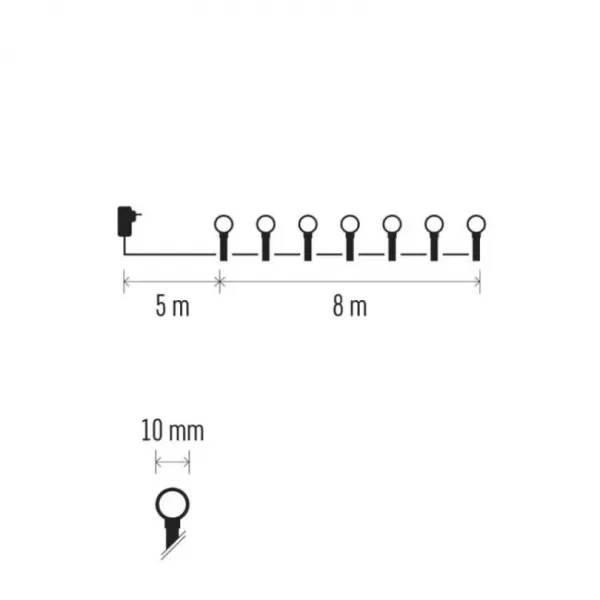 LED vánoční cherry řetěz – kuličky, 8m, venkovní i vnitřní, multicolor, programy, časovač D5AM22