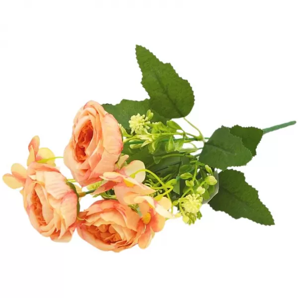 Dekorace - Kytice pivoněk + luční kvítí 32cm oranžová