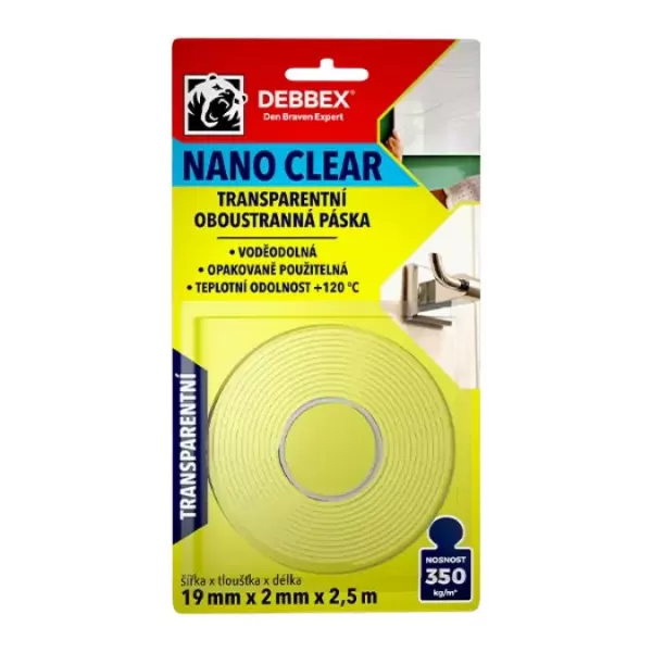DENB Páska oboustr. NANO CLEAR 19mmx2,5m BLISTR