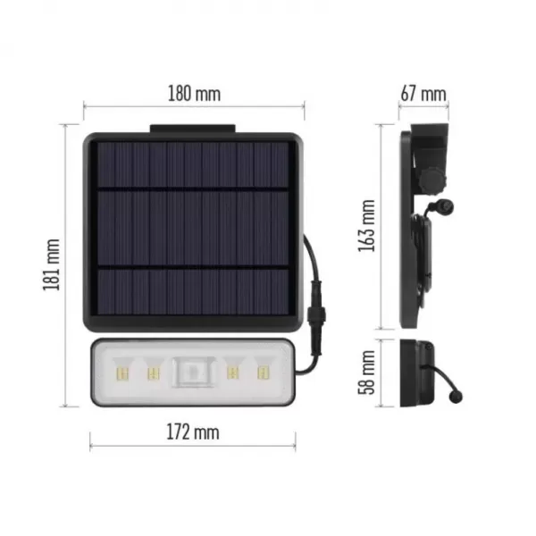EMOS Solární LED reflektor SUNNO s pohybovým čidlem, černý, 1300lm neutrální bílá ZG112S