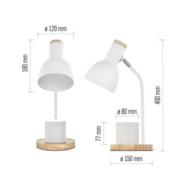 EMOS Stolní lampa POPPY na žárovku E27, bílá